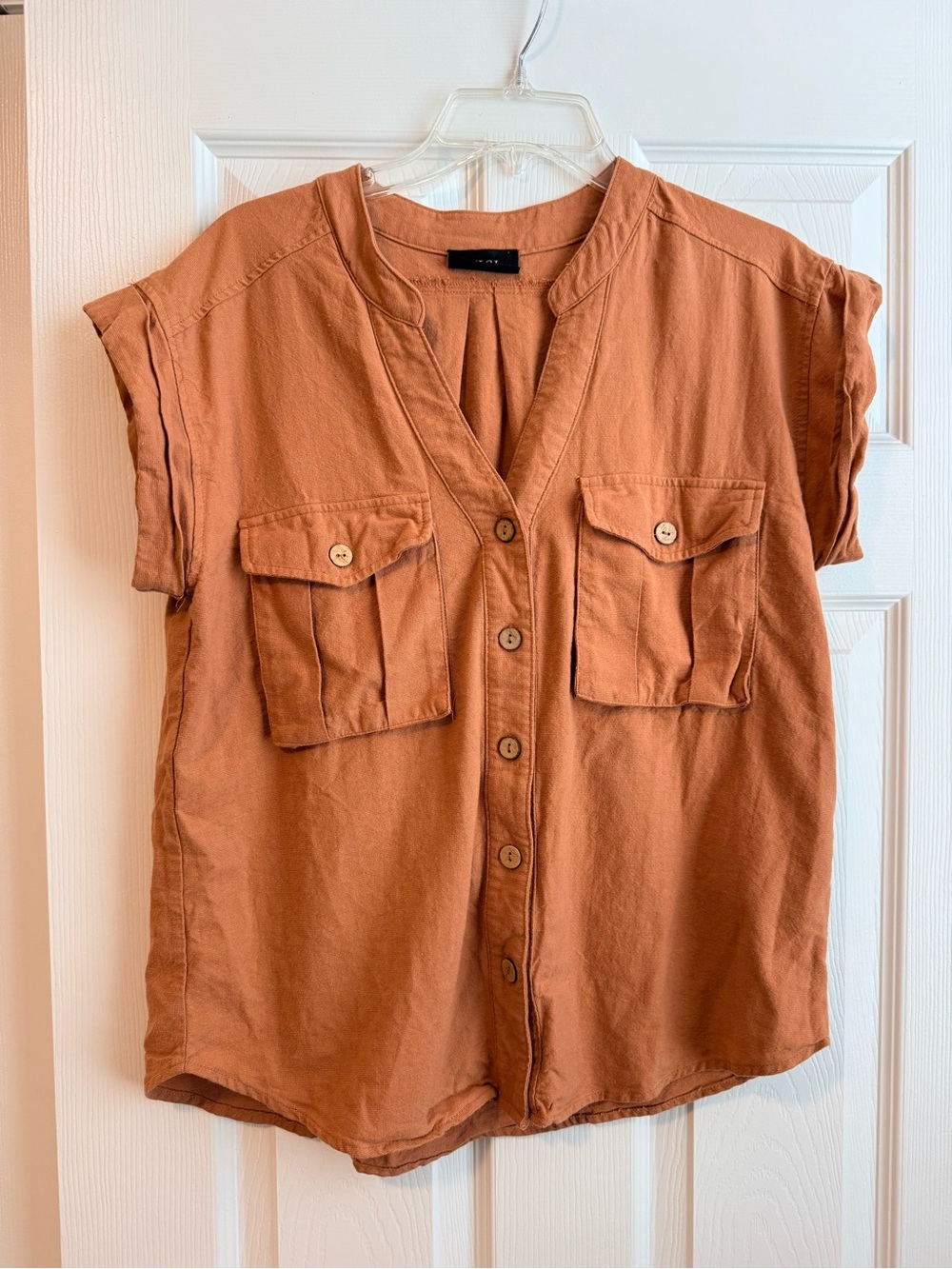 Vici Rust Button-Front Utility Shirt